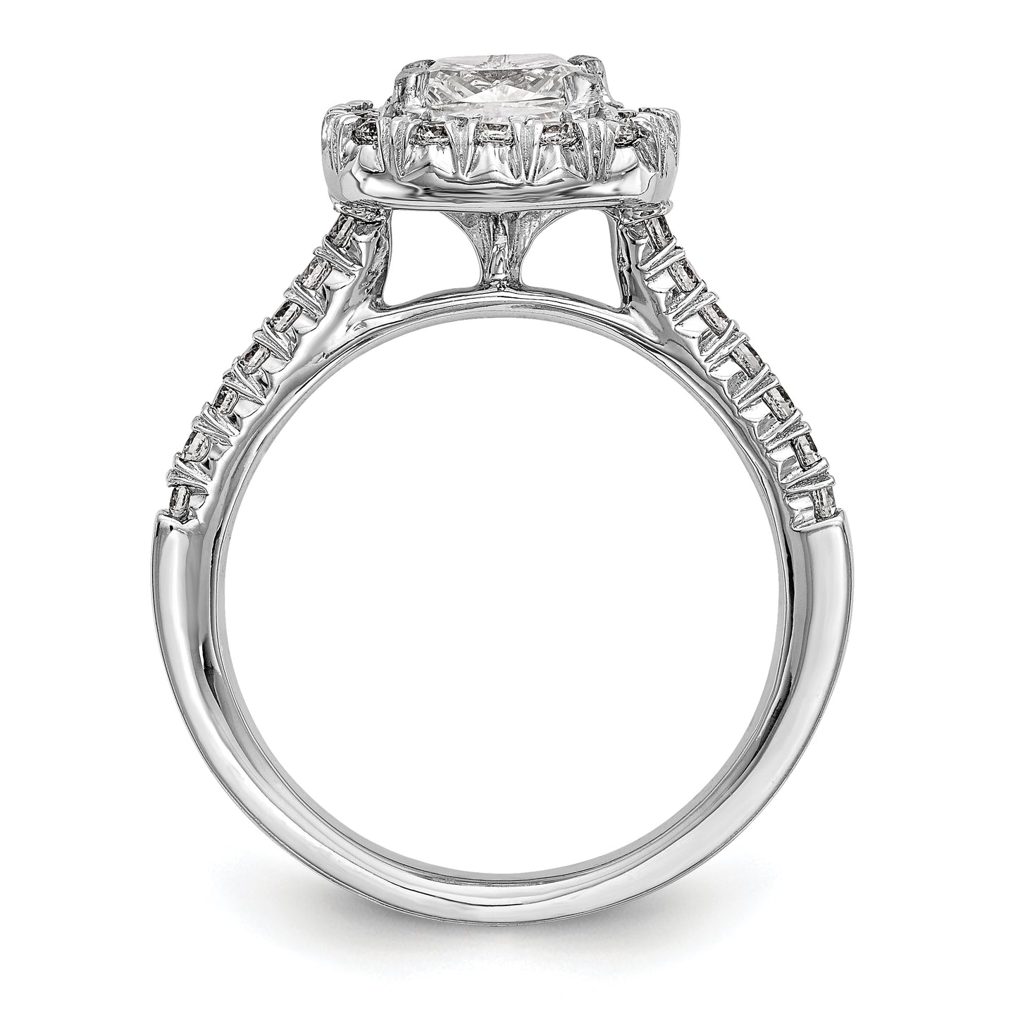 14kw Cushion Halo Simulated Diamond Engagement Ring