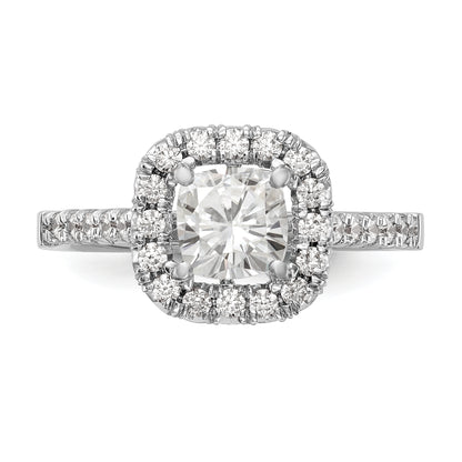 14kw Cushion Halo Simulated Diamond Engagement Ring