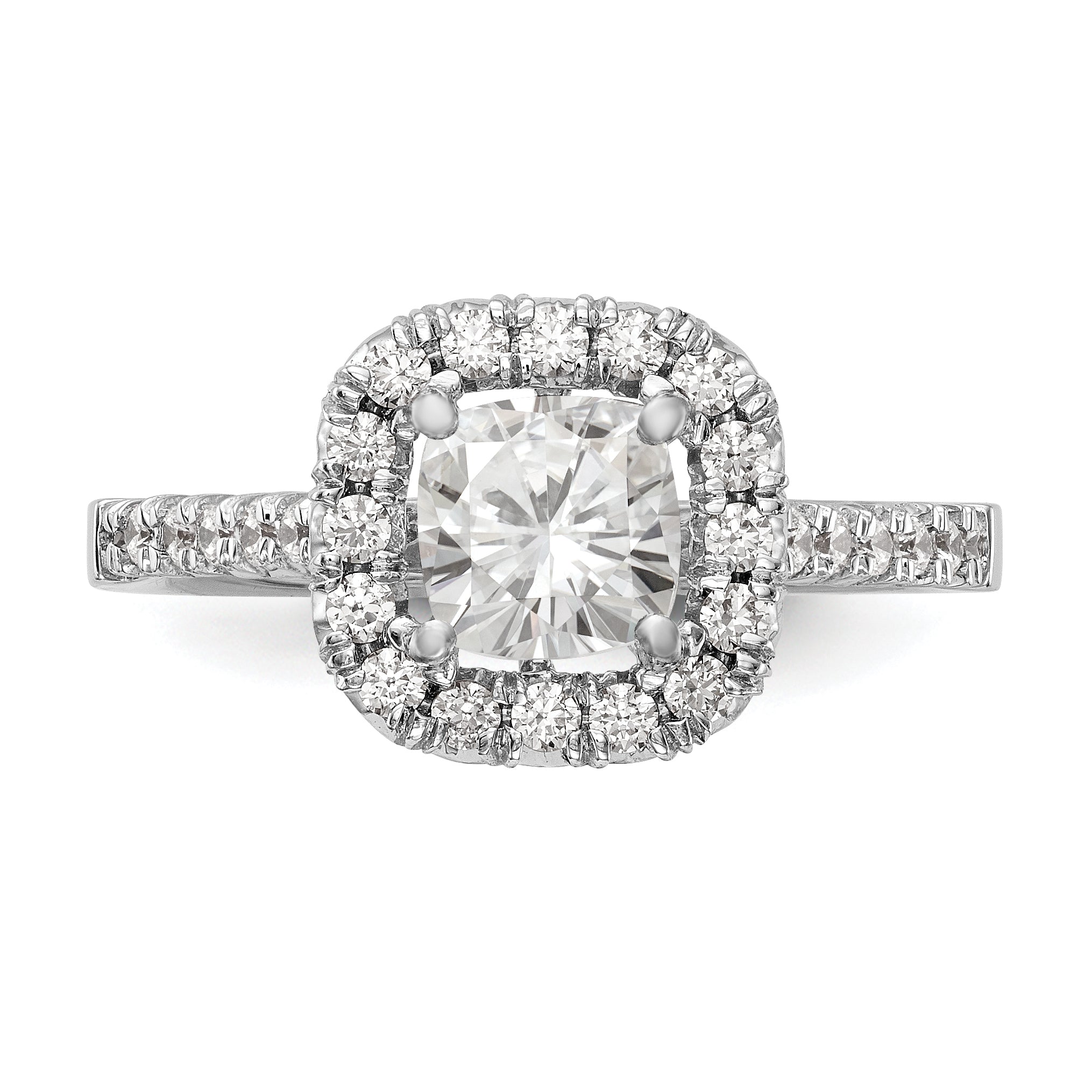 14kw Cushion Halo Simulated Diamond Engagement Ring