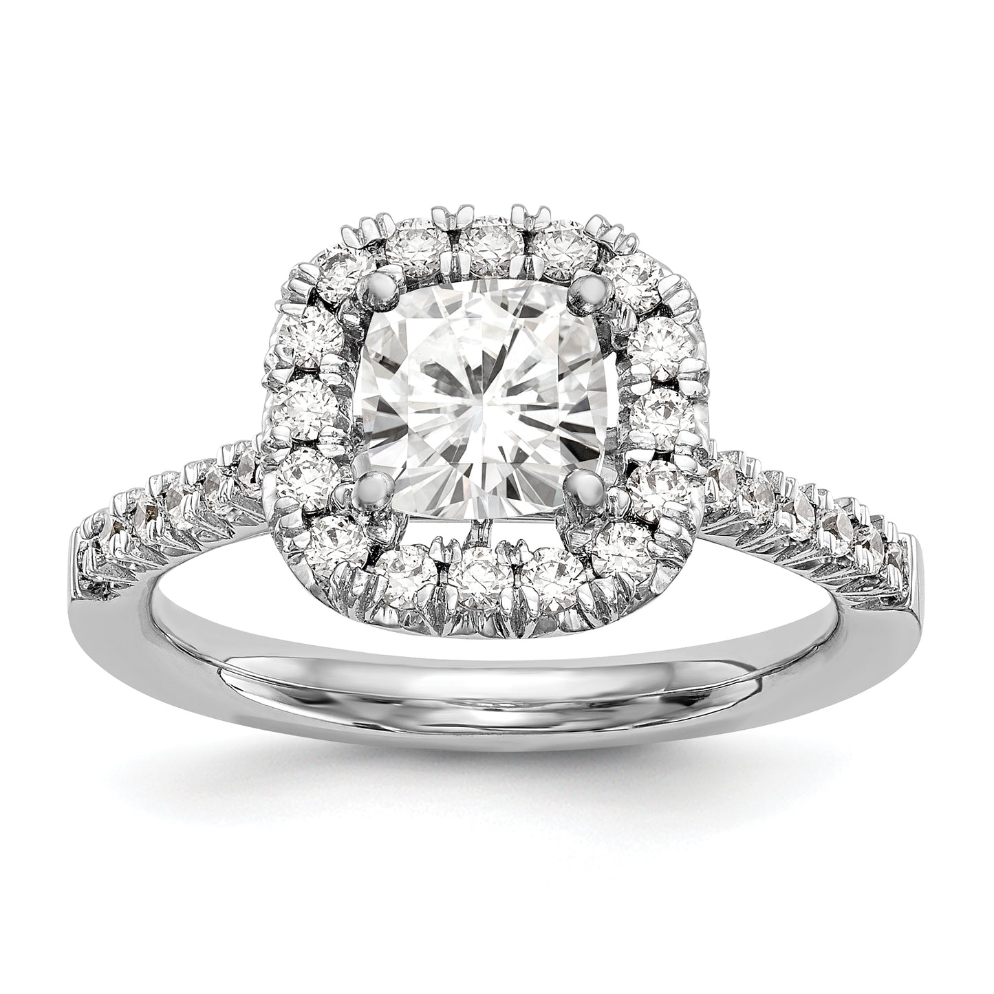 14kw Cushion Halo Simulated Diamond Engagement Ring