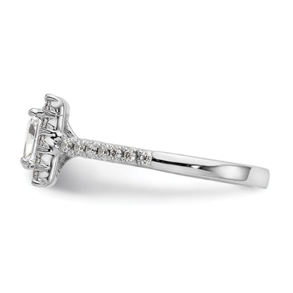 14kw Square Halo Simulated Diamond Engagement Ring