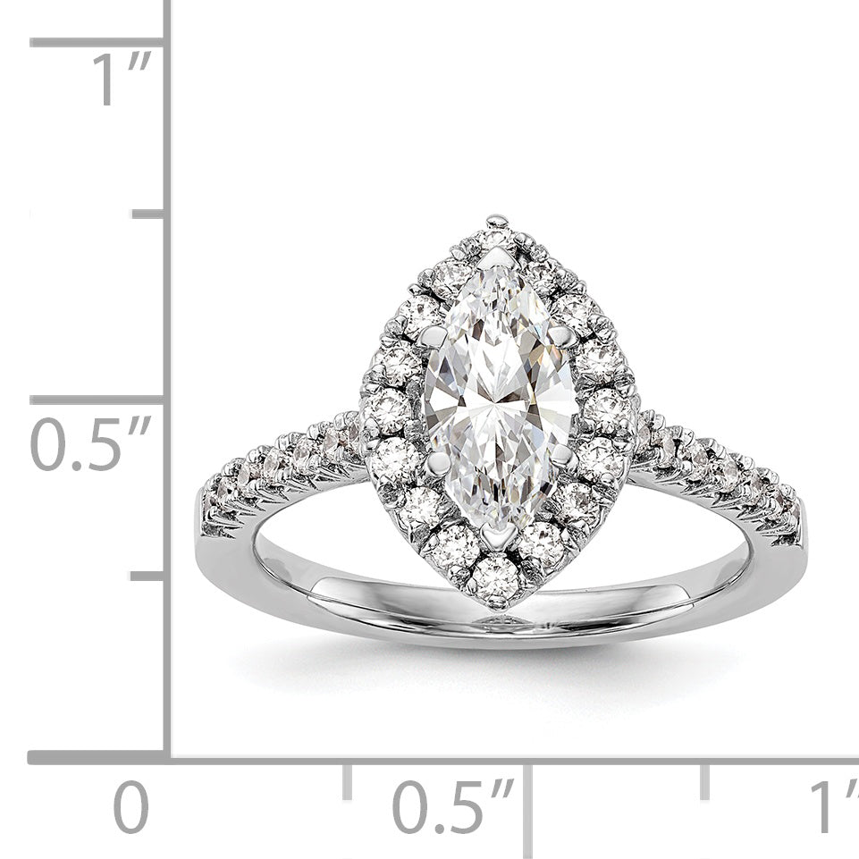 14kw Marquise Halo Simulated Diamond Engagement Ring