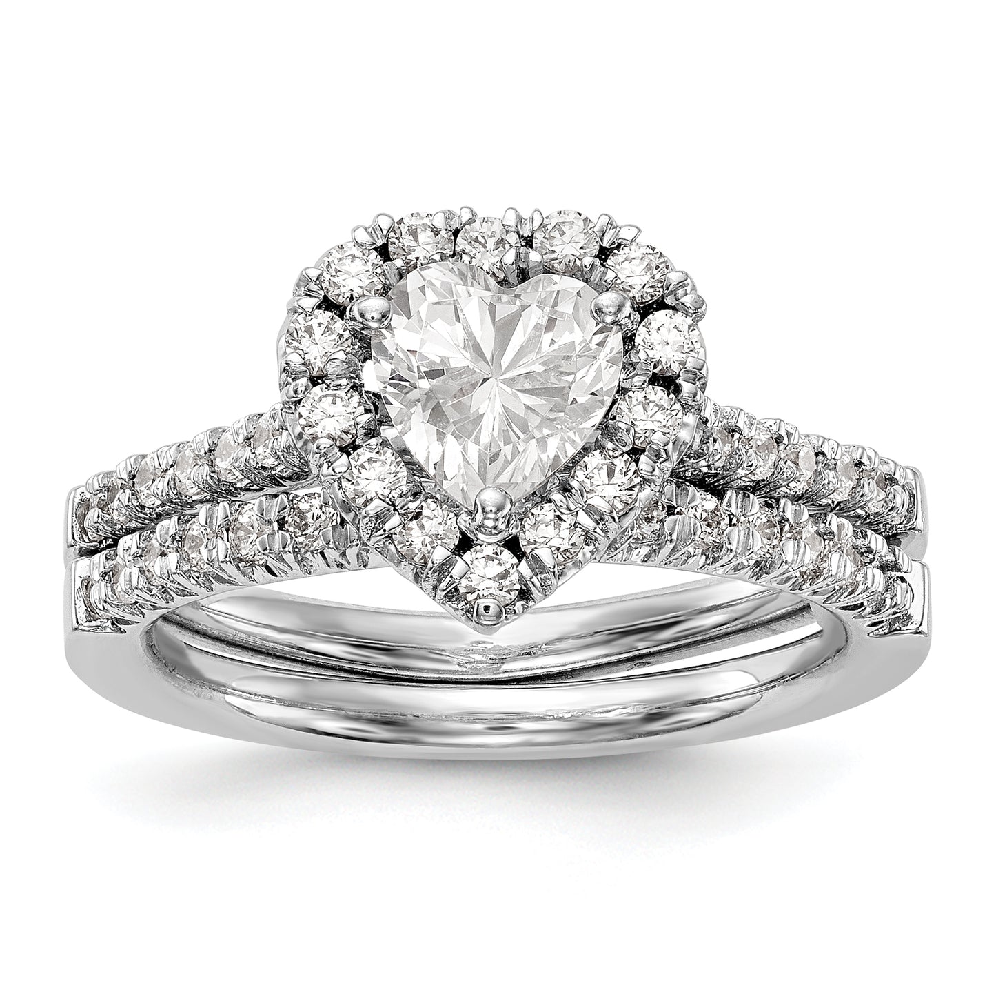 14kw Heart Halo Simulated Diamond Engagement Ring