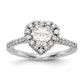 14kw Heart Halo Simulated Diamond Engagement Ring