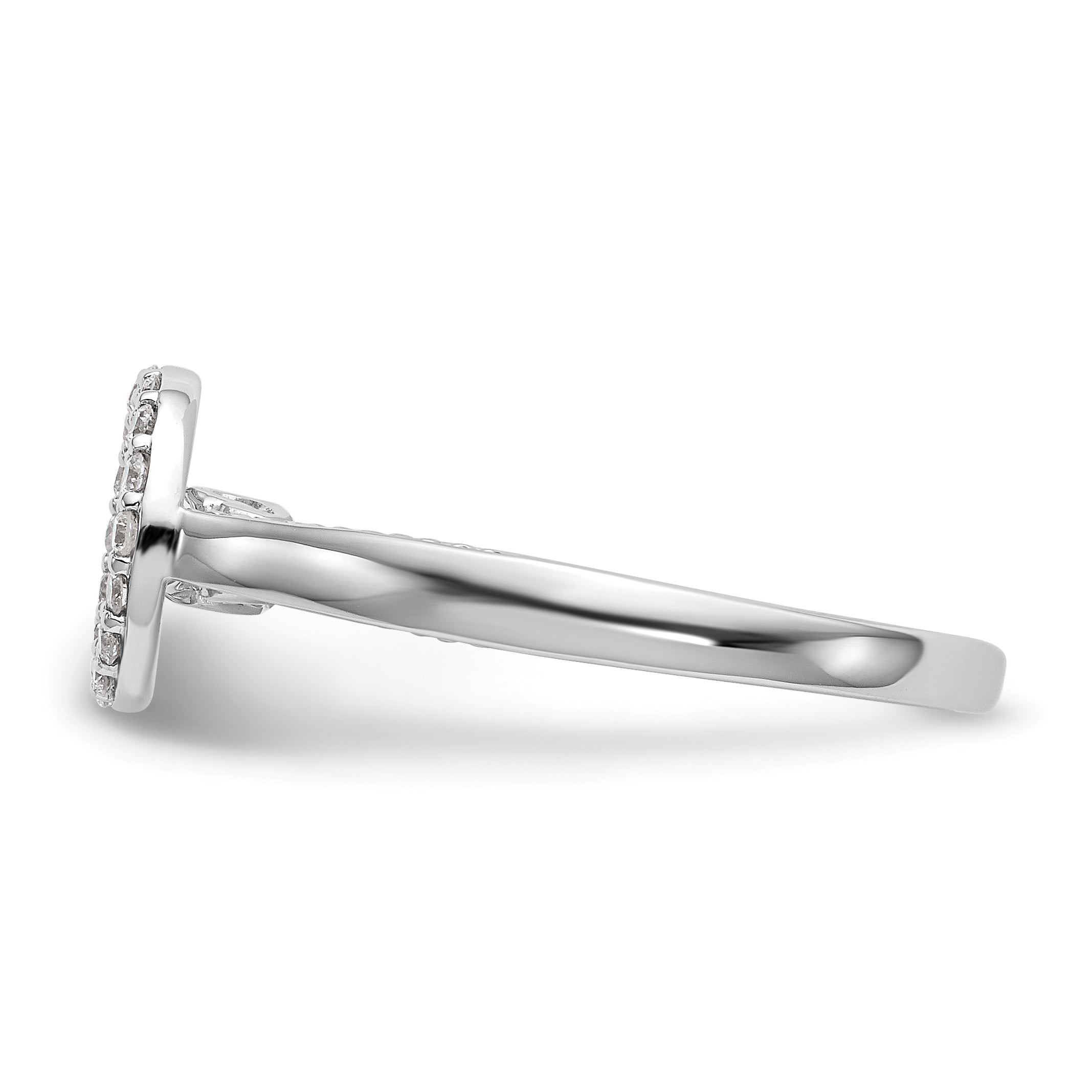 14K White Gold Peg Set Dia CZ Round Halo Engagement Ring