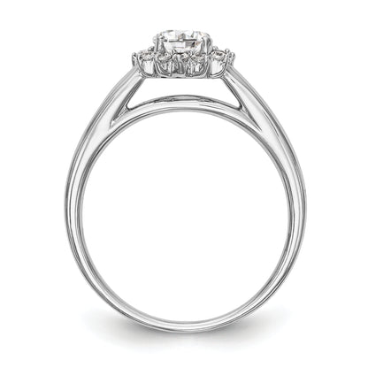 14K White Gold Round Simulated Diamond Halo Engagement Ring