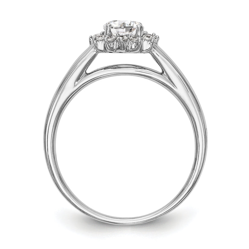 14K White Gold Round Simulated Diamond Halo Engagement Ring
