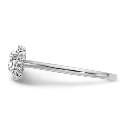 14K White Gold Round Simulated Diamond Halo Engagement Ring