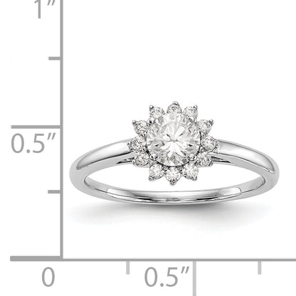 14K White Gold Round Simulated Diamond Halo Engagement Ring