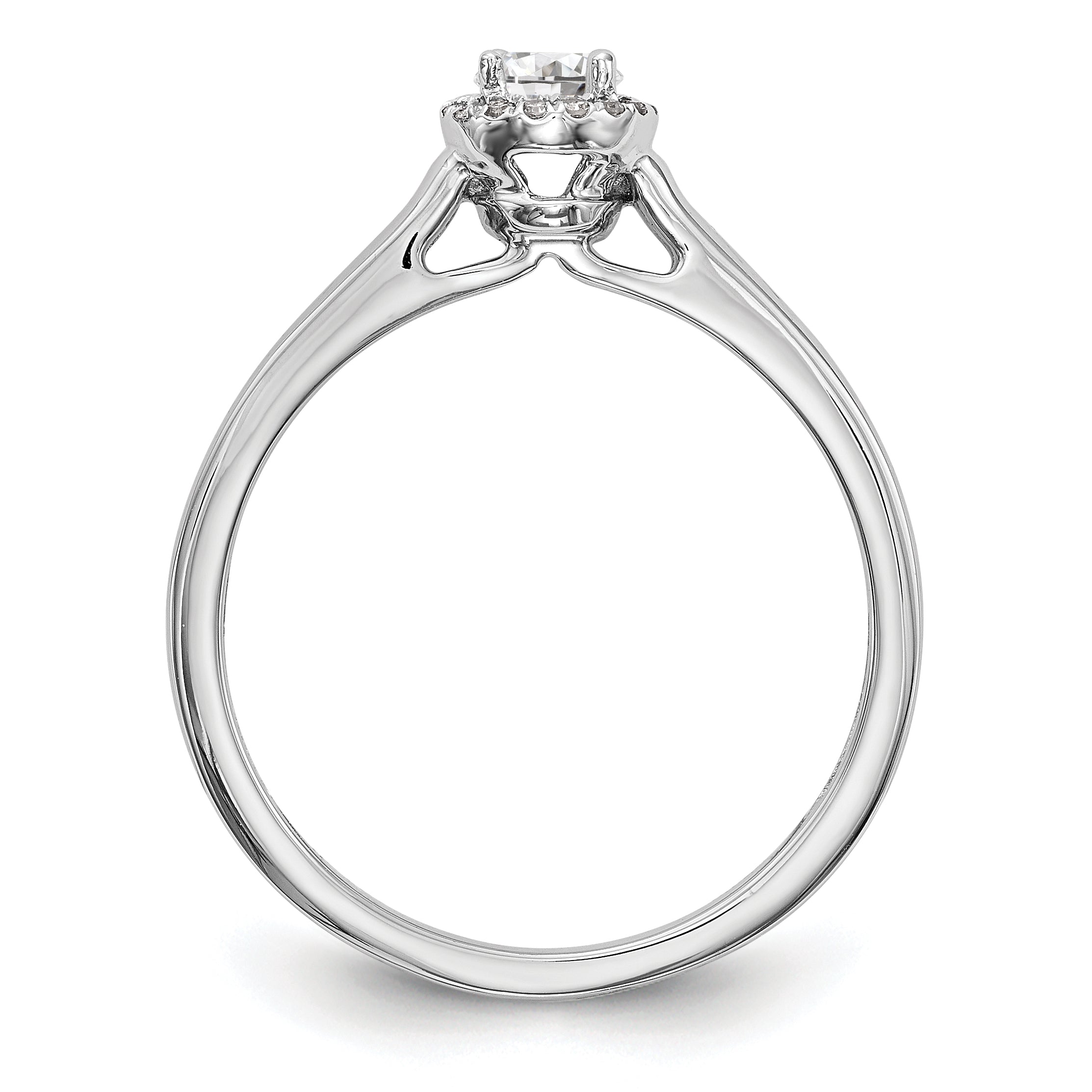 14K White Gold Round Simulated Diamond Halo Engagement Ring