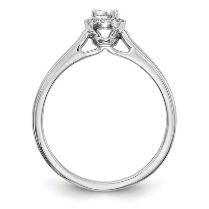 14K White Gold Round Simulated Diamond Halo Engagement Ring