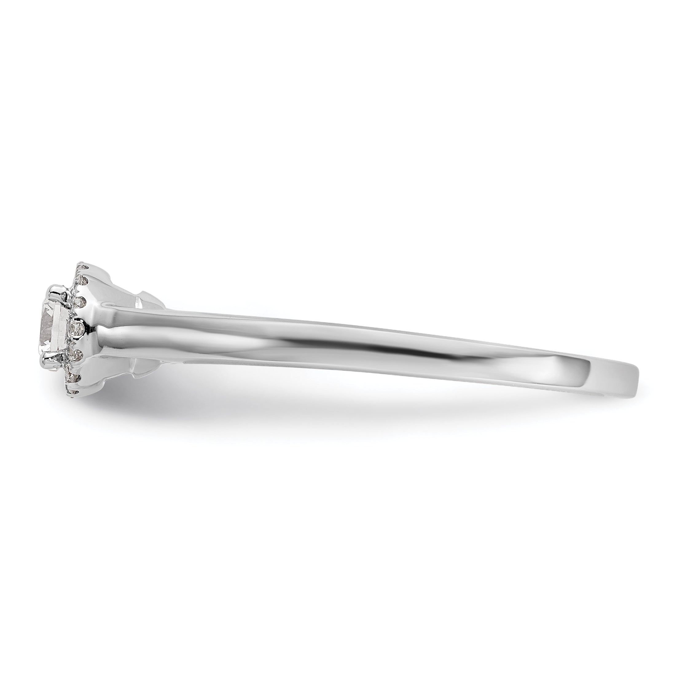 14K White Gold Round Simulated Diamond Halo Engagement Ring