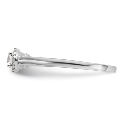 14K White Gold Round Simulated Diamond Halo Engagement Ring