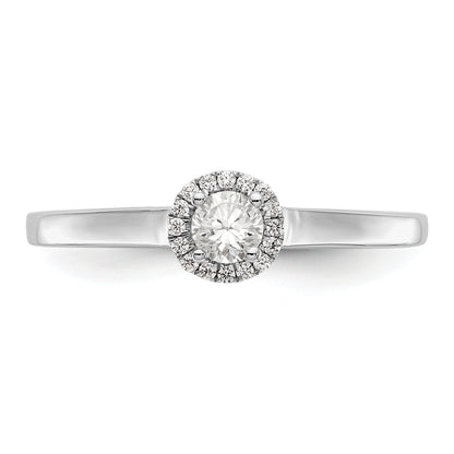 14K White Gold Round Simulated Diamond Halo Engagement Ring
