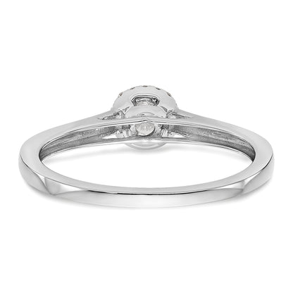 14K White Gold Round Simulated Diamond Halo Engagement Ring
