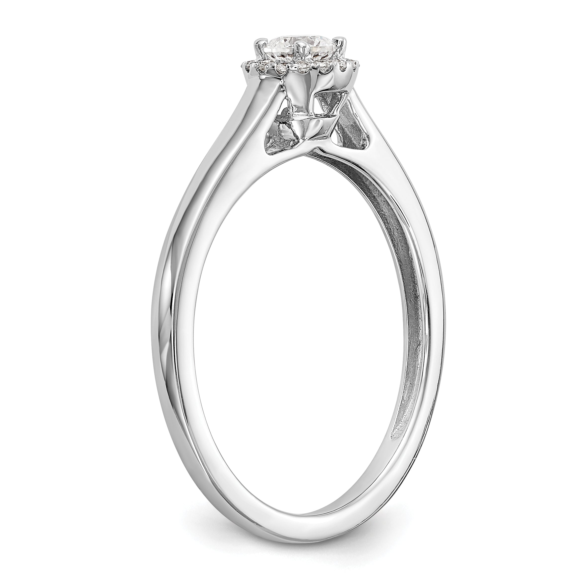 14K White Gold Round Simulated Diamond Halo Engagement Ring