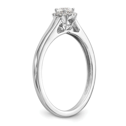 14K White Gold Round Simulated Diamond Halo Engagement Ring