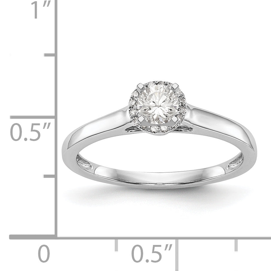14K White Gold Round Simulated Diamond Halo Engagement Ring