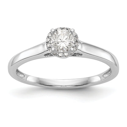 14K White Gold Round Simulated Diamond Halo Engagement Ring