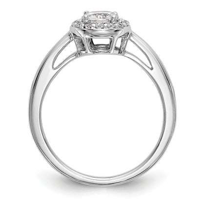 14K White Gold Round Simulated Diamond Halo Engagement Ring