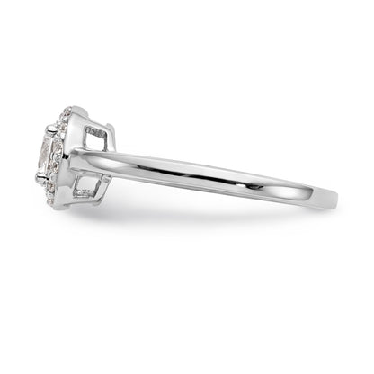 14K White Gold Round Simulated Diamond Halo Engagement Ring