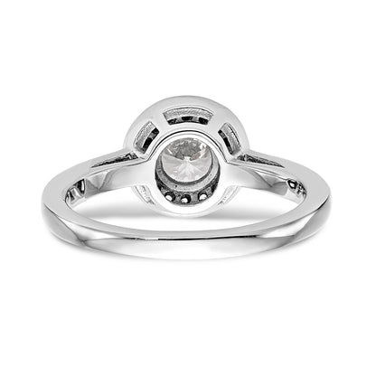 14K White Gold Round Simulated Diamond Halo Engagement Ring