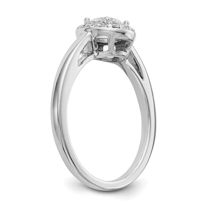 14K White Gold Round Simulated Diamond Halo Engagement Ring
