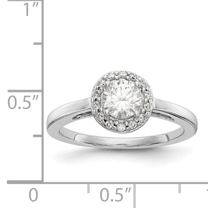 14K White Gold Round Simulated Diamond Halo Engagement Ring