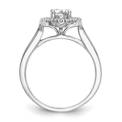 14K White Gold Round Simulated Diamond Halo Engagement Ring