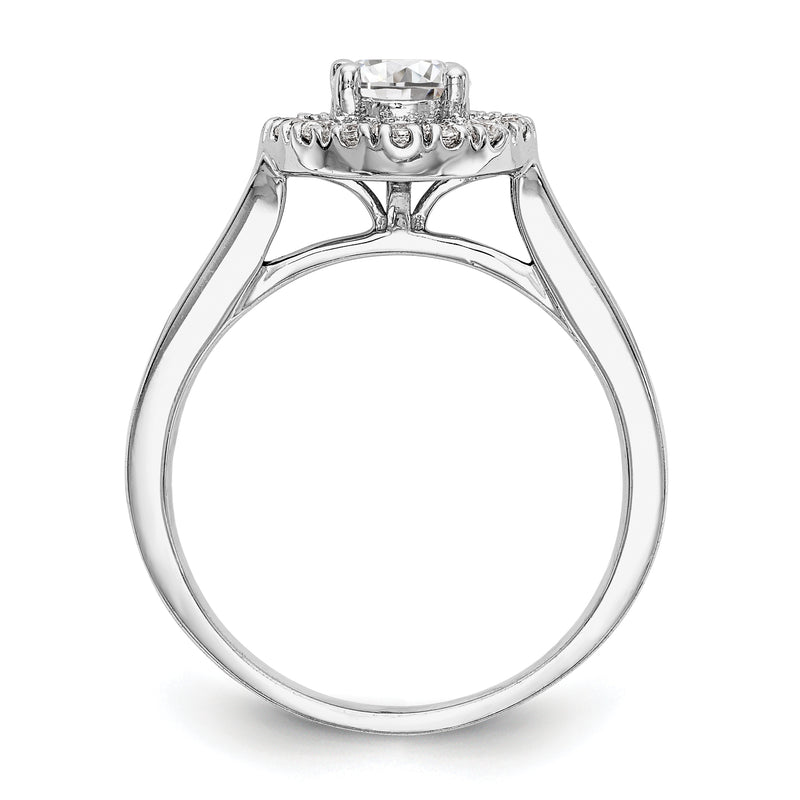 14K White Gold Round Simulated Diamond Halo Engagement Ring