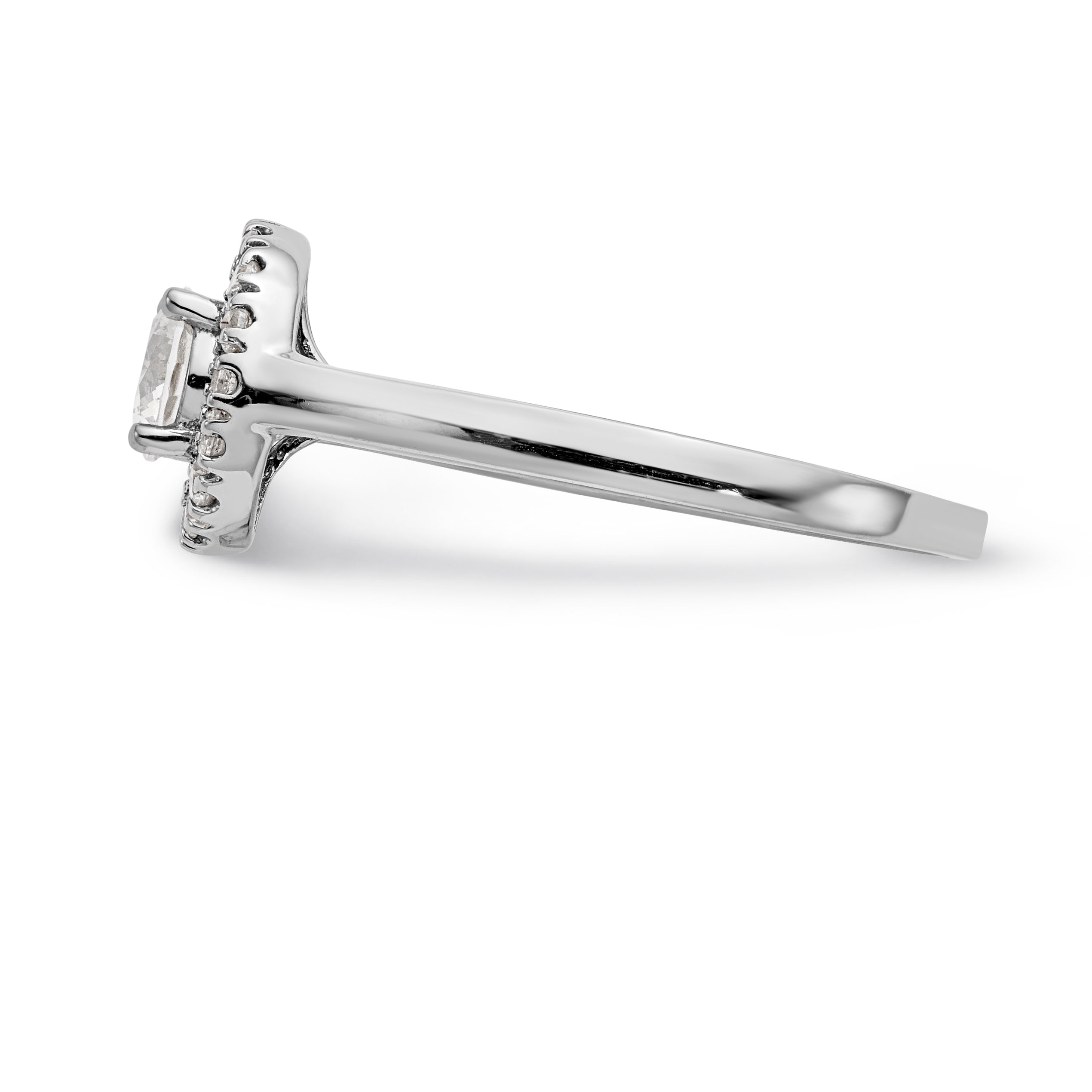 14K White Gold Round Simulated Diamond Halo Engagement Ring