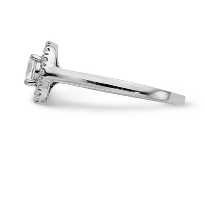 14K White Gold Round Simulated Diamond Halo Engagement Ring