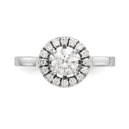 14K White Gold Round Simulated Diamond Halo Engagement Ring