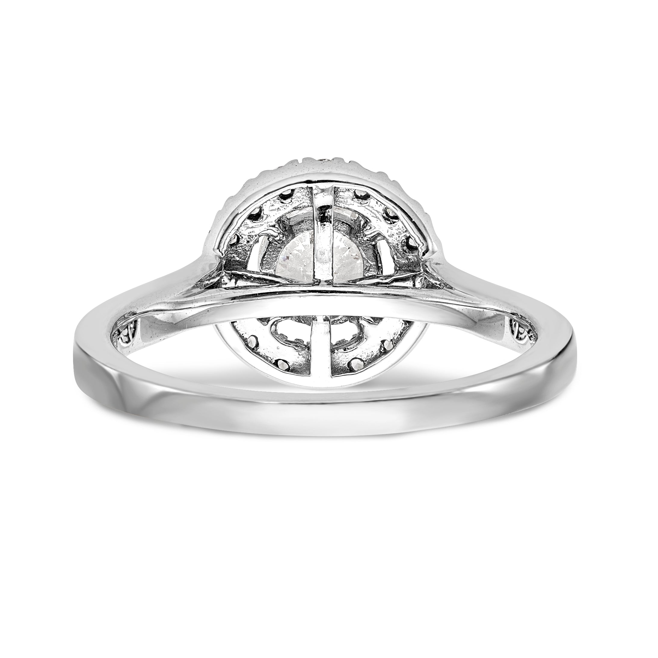 14K White Gold Round Simulated Diamond Halo Engagement Ring