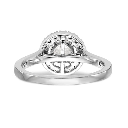 14K White Gold Round Simulated Diamond Halo Engagement Ring