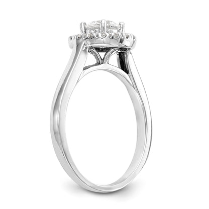 14K White Gold Round Simulated Diamond Halo Engagement Ring