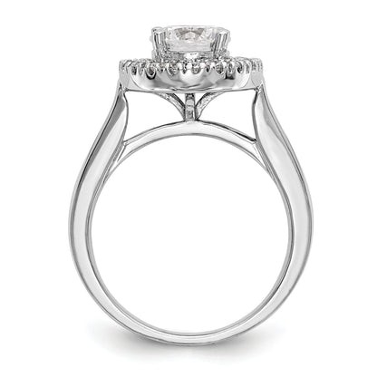 14K White Gold Round Simulated Diamond Halo Engagement Ring