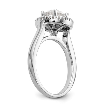 14K White Gold Round Simulated Diamond Halo Engagement Ring