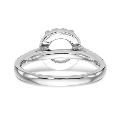 14K White Gold Round Simulated Diamond Halo Engagement Ring