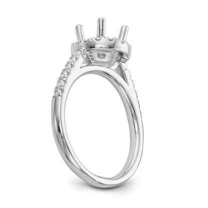 14K White Gold Round Simulated Diamond Halo Engagement Ring