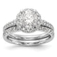 14K White Gold Round Simulated Diamond Halo Engagement Ring