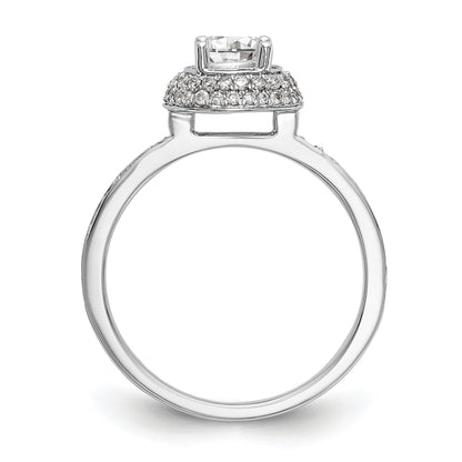 14K White Gold Round Simulated Diamond Halo Engagement Ring
