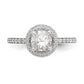 14K White Gold Round Simulated Diamond Halo Engagement Ring