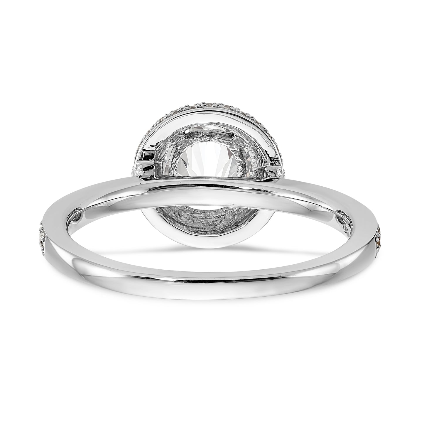 14K White Gold Round Simulated Diamond Halo Engagement Ring