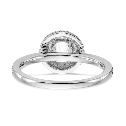 14K White Gold Round Simulated Diamond Halo Engagement Ring
