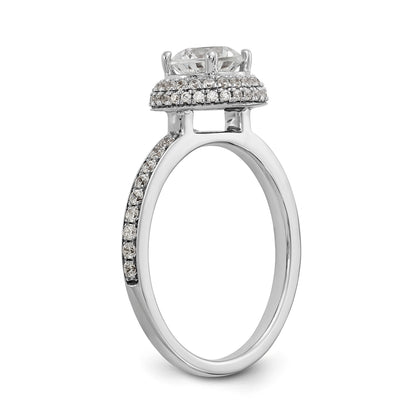 14K White Gold Round Simulated Diamond Halo Engagement Ring