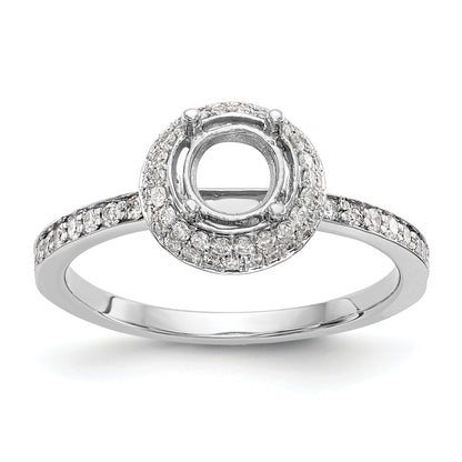14K White Gold Round Simulated Diamond Halo Engagement Ring