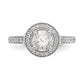 14K White Gold Round Simulated Diamond Halo Engagement Ring