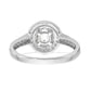 14K White Gold Round Simulated Diamond Halo Engagement Ring