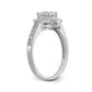 14K White Gold Round Simulated Diamond Halo Engagement Ring